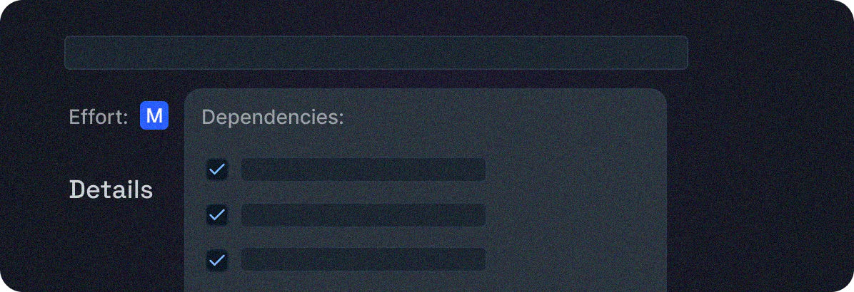 Task details showing effort and dependency fields